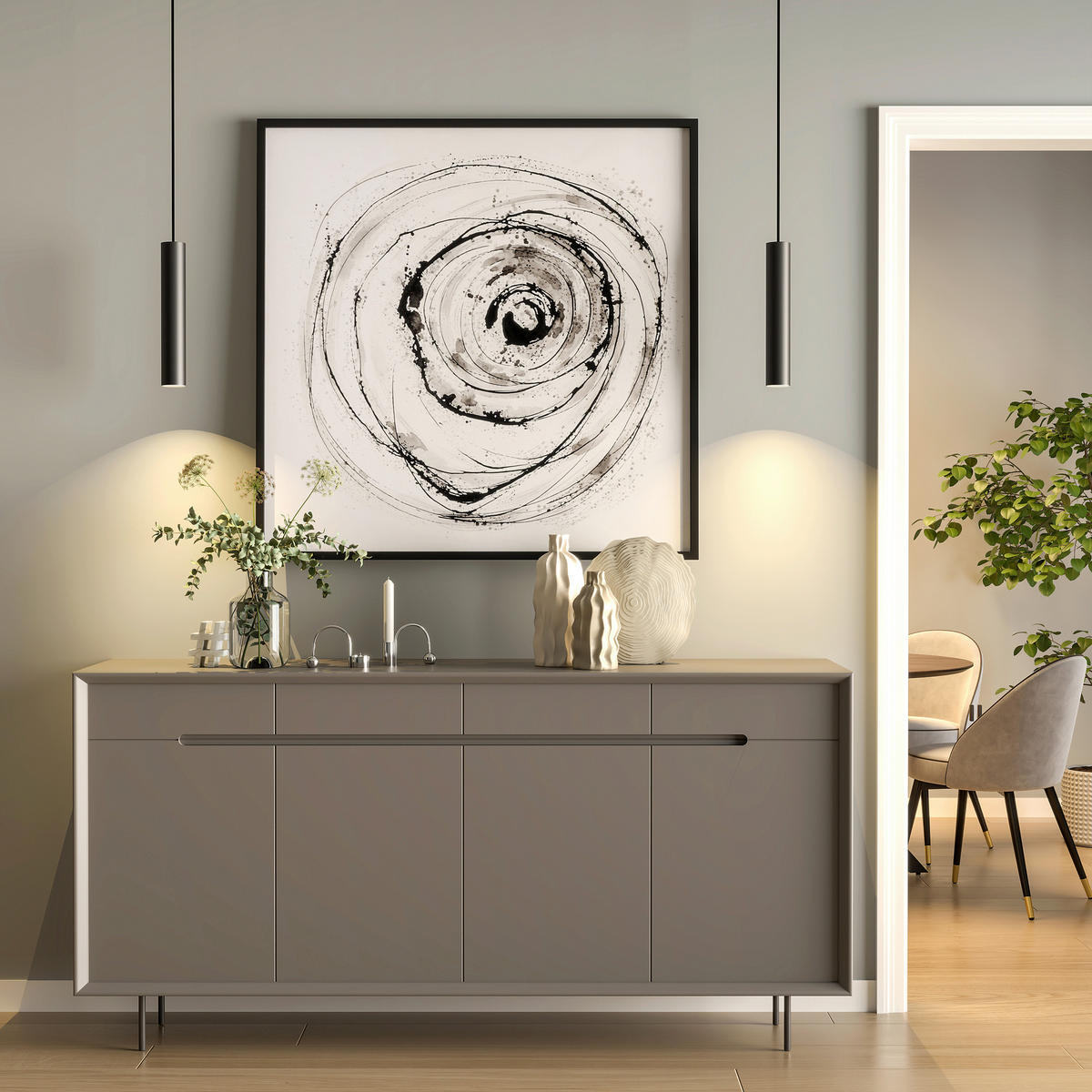 PENDELLEUCHTE CAN 6/6/185 cm   - Schwarz, Design, Metall (6/6/185cm)