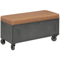 GARDEROBENBANK - Schwarz/Braun, KONVENTIONELL, Textil/Metall (95/51.5/40.5cm) - Livetastic