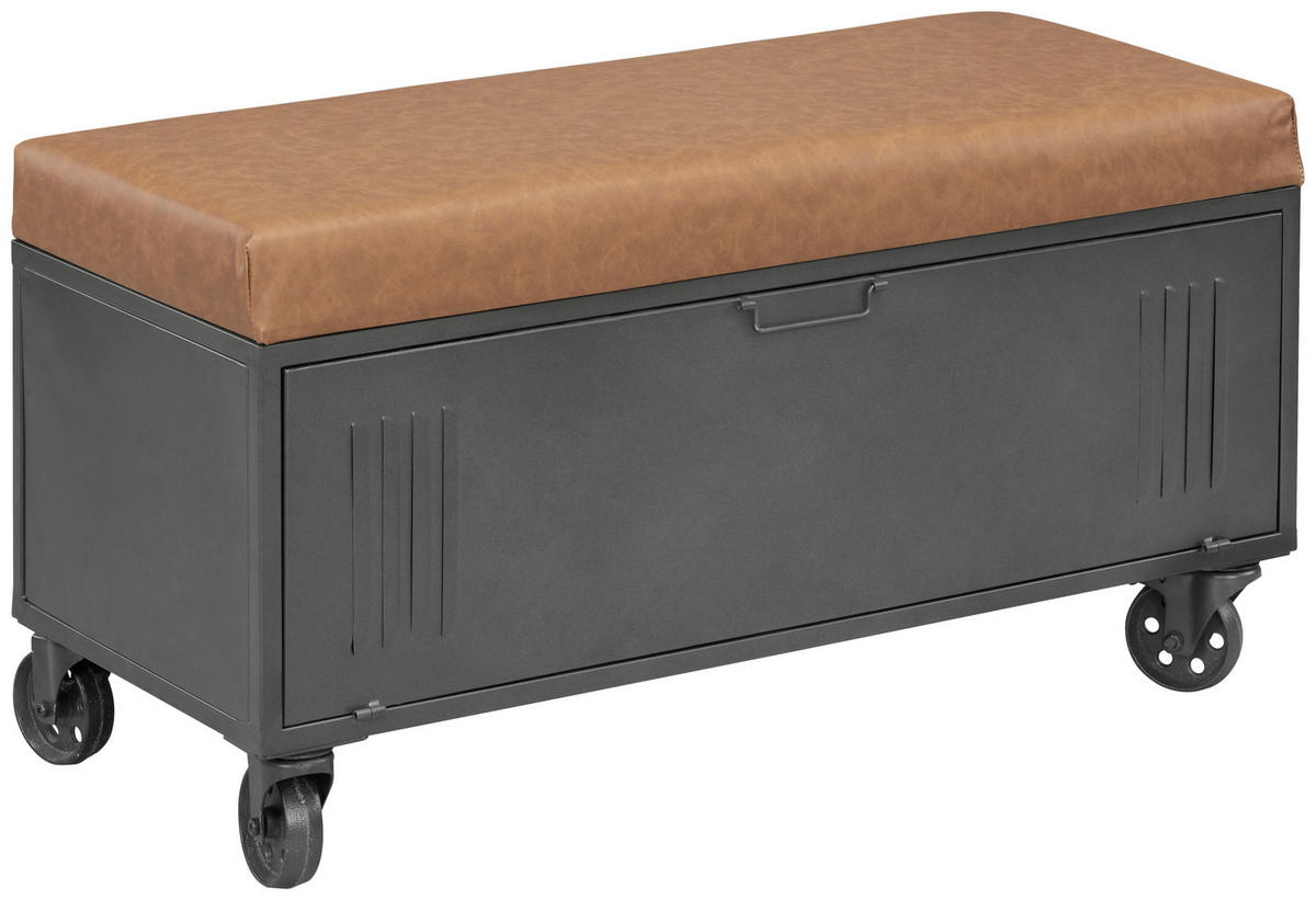 GARDEROBENBANK - Schwarz/Braun, KONVENTIONELL, Textil/Metall (95/51.5/40.5cm) - Livetastic