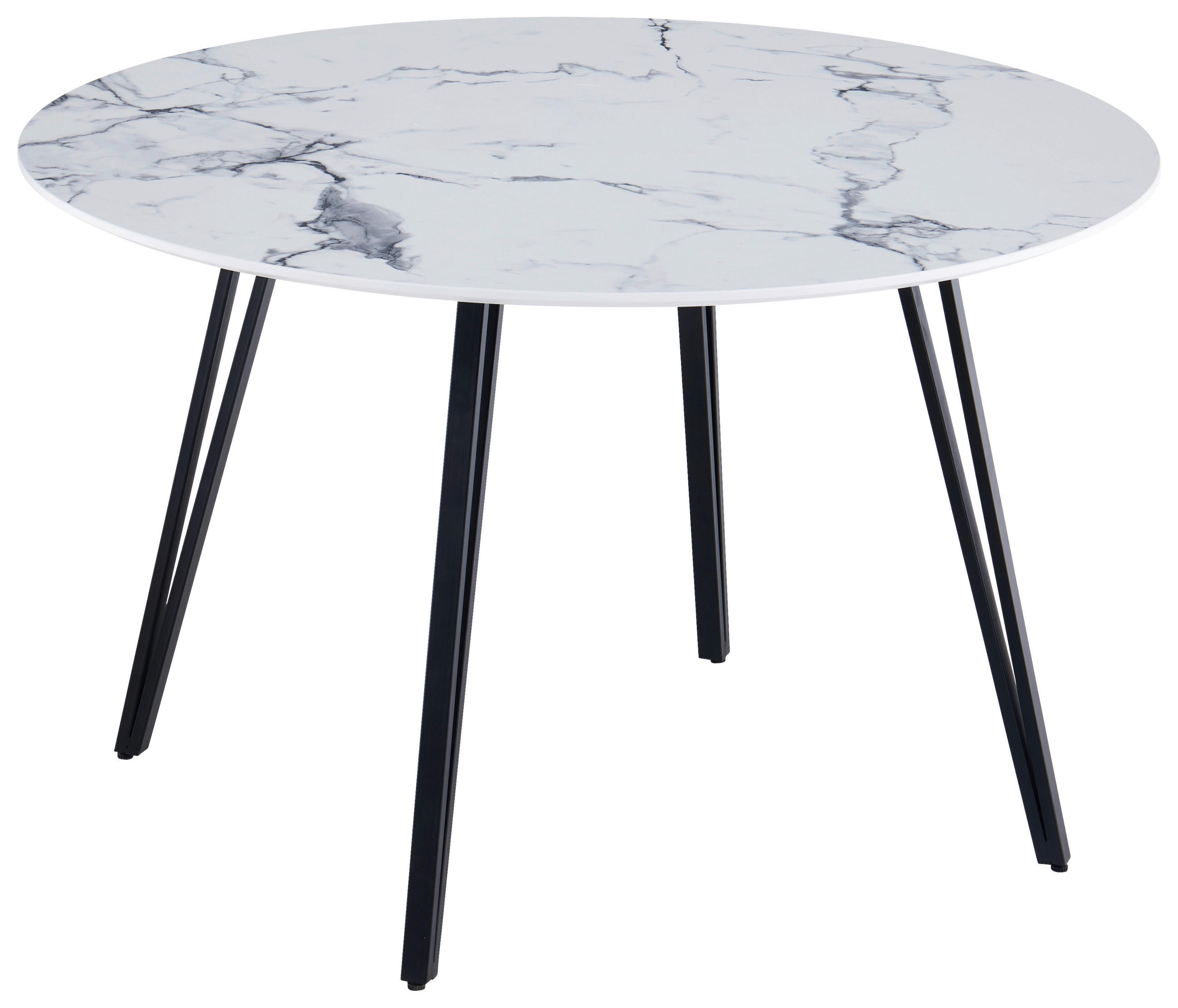 ESSTISCH in Metall, Holzwerkstoff  - Schwarz/Weiß, LIFESTYLE, Holzwerkstoff/Metall (120/75/120cm) - Livetastic