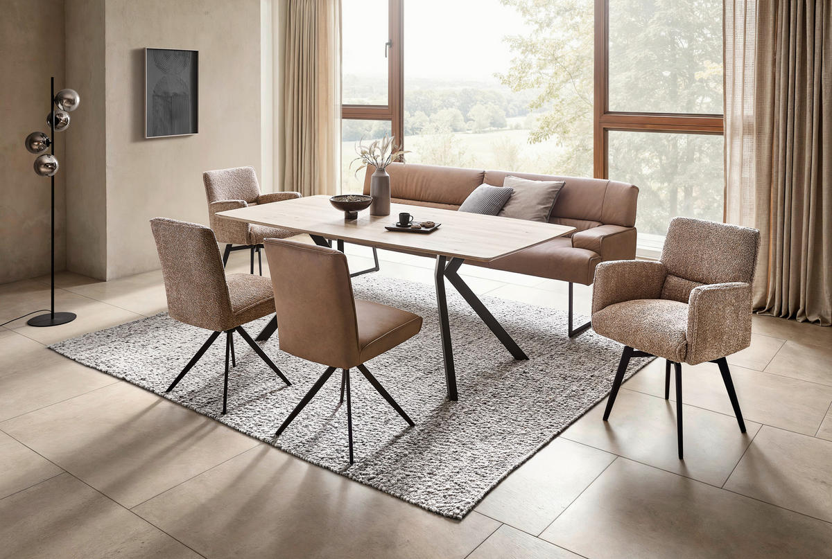ESSTISCH 200/100/76 cm Echtholz  Holz, Metall in verschiedenen Größen erhältlich, in verschiedenen Holzarten erhältlich, Variantenauswahl Schwarz, Eichefarben  - Eichefarben/Schwarz, MODERN, Holz/Metall (200/100/76cm) - Dieter Knoll