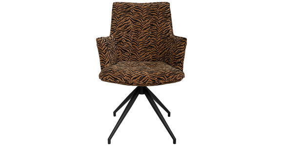 ARMLEHNSTUHL  , Stoffauswahl, Sitzfläche 360° drehbar, automatische Rückholfunktion  , Jacquard  ,  - Schwarz/Braun, Design, Textil/Metall (59/89,5/63cm) - Novel