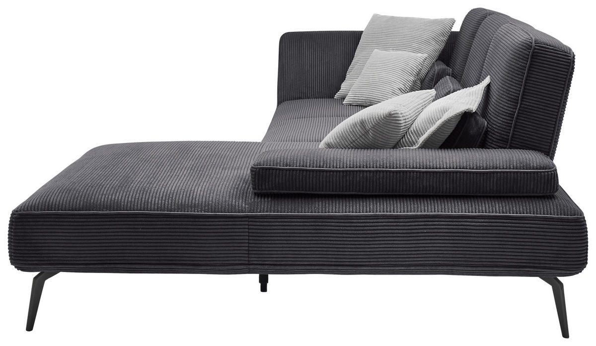 ECKSOFA Dunkelgrau Cord  - Dunkelgrau/Schwarz, KONVENTIONELL, Textil/Metall (304/205cm) - SetOne by Musterring