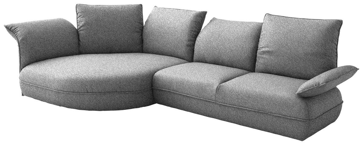 ECKSOFA Chenille Grau  - Schwarz/Grau, Design, Kunststoff/Textil (154/343cm) - Koinor