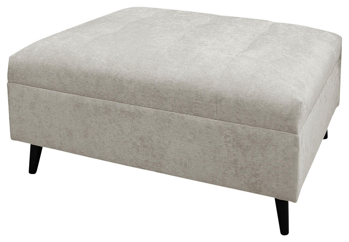 Ecksofa inkl. Hocker in Flachgewebe Hellgrau  - Hellgrau/Schwarz, Design, Holz/Textil (174/247cm) - MID.YOU