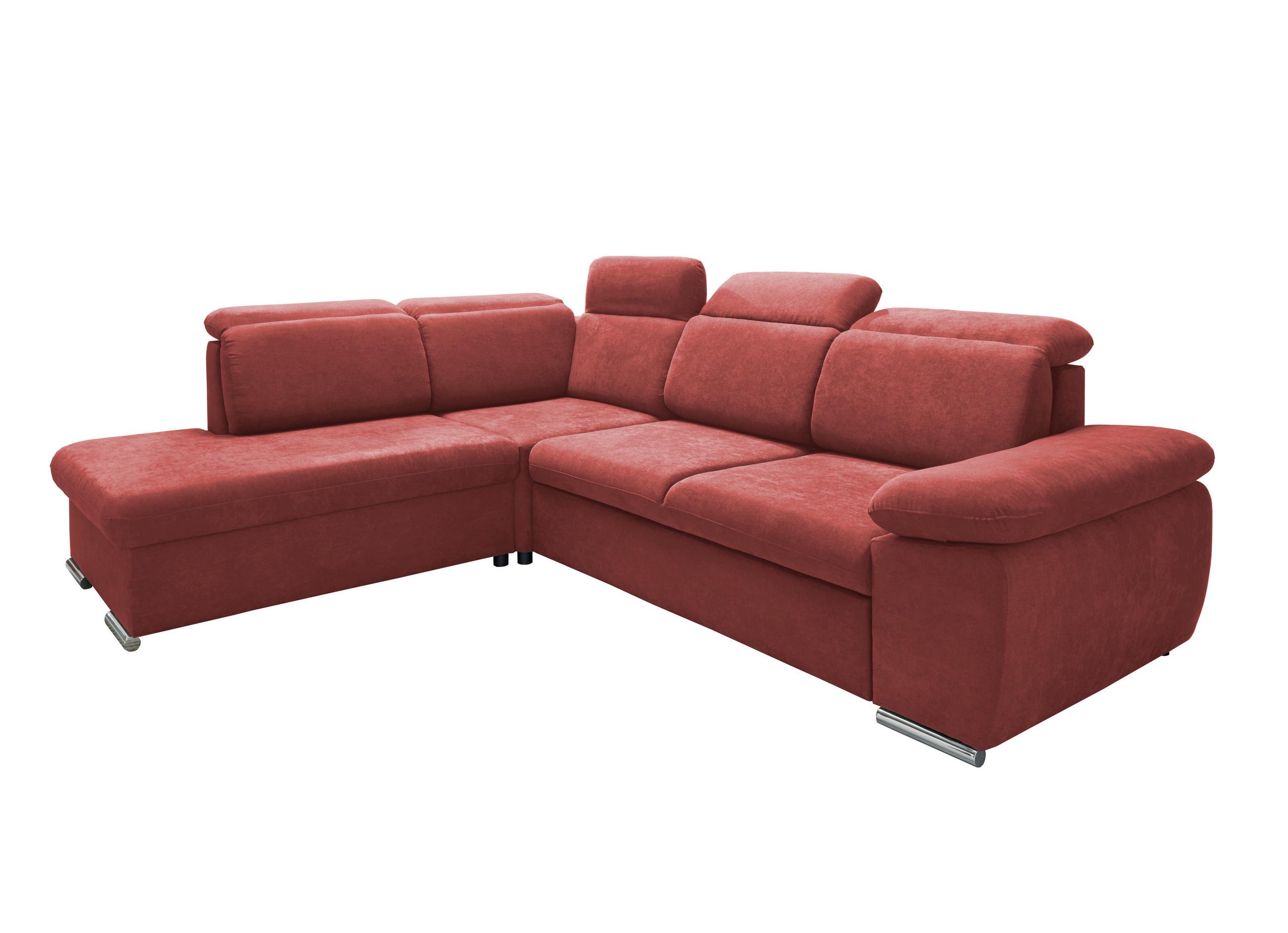 ECKSOFA Mikrofaser Rot  - Chromfarben/Rot, Design, Textil/Metall (228/283cm) - Livetastic