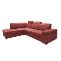 ECKSOFA Mikrofaser Rot  - Chromfarben/Rot, Design, Textil/Metall (228/283cm) - Livetastic