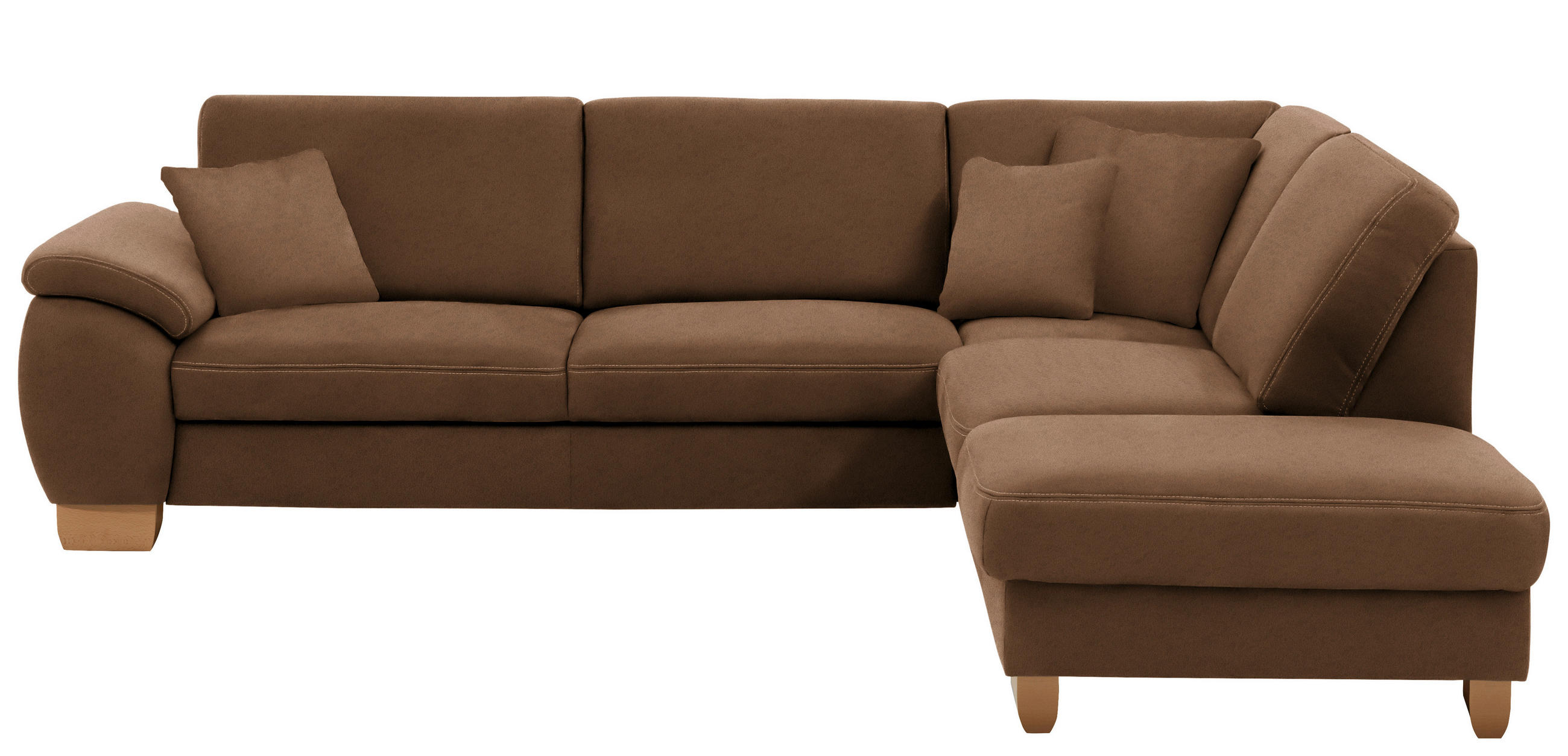ECKSOFA in Mikrofaser Braun  - Wildeiche/Beige, Natur, Holz/Textil (286/236cm) - Voleo