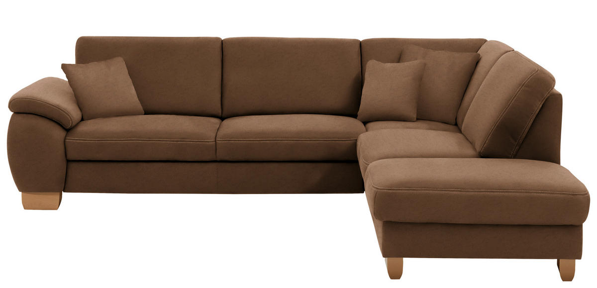 ECKSOFA in Mikrofaser Braun  - Wildeiche/Beige, Natur, Holz/Textil (286/236cm) - Voleo