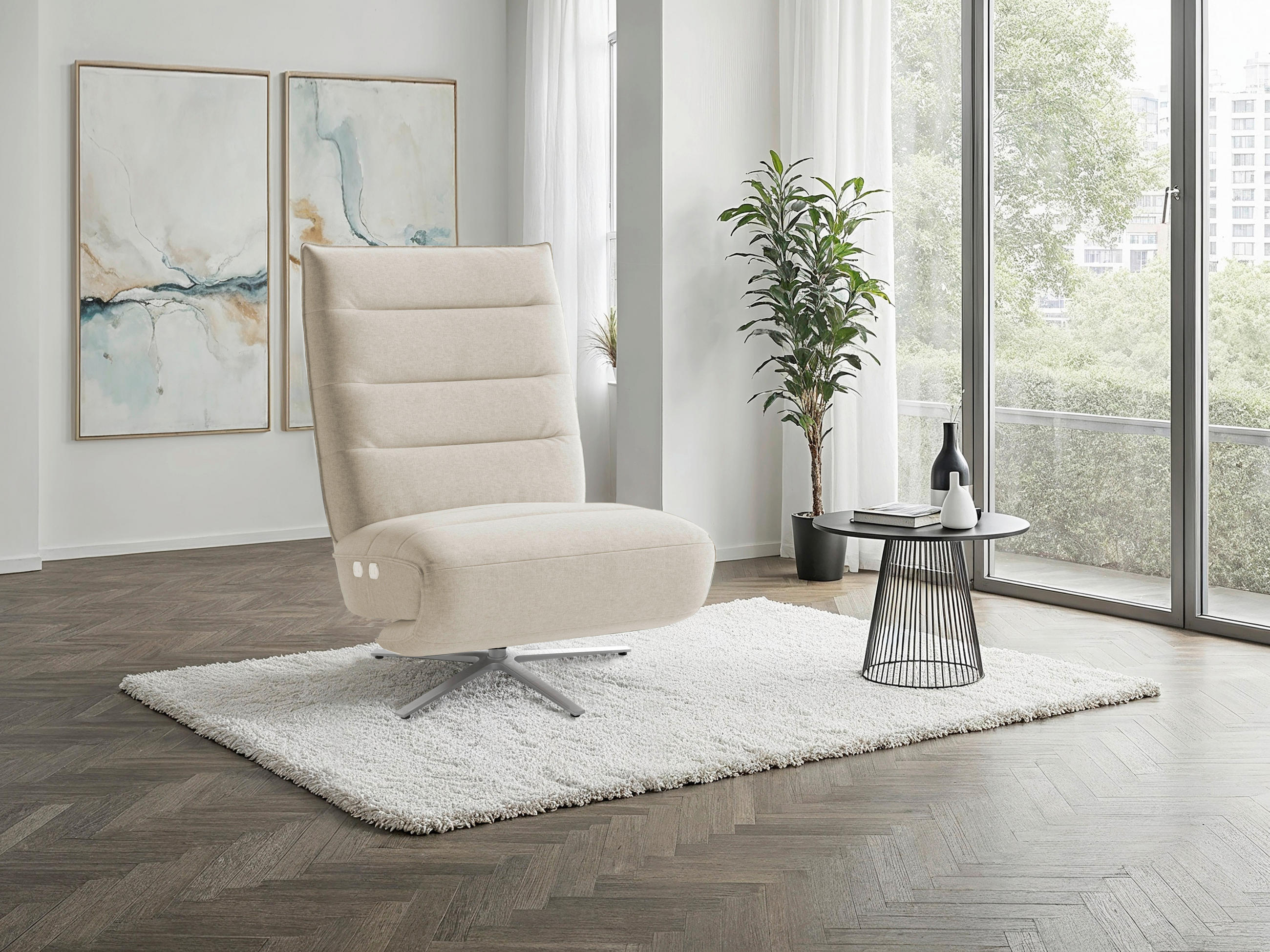 RELAXSESSEL Textil Sandfarben  - Sandfarben/Silberfarben, Basics, Textil/Metall (80/109/98cm) - Sit & More