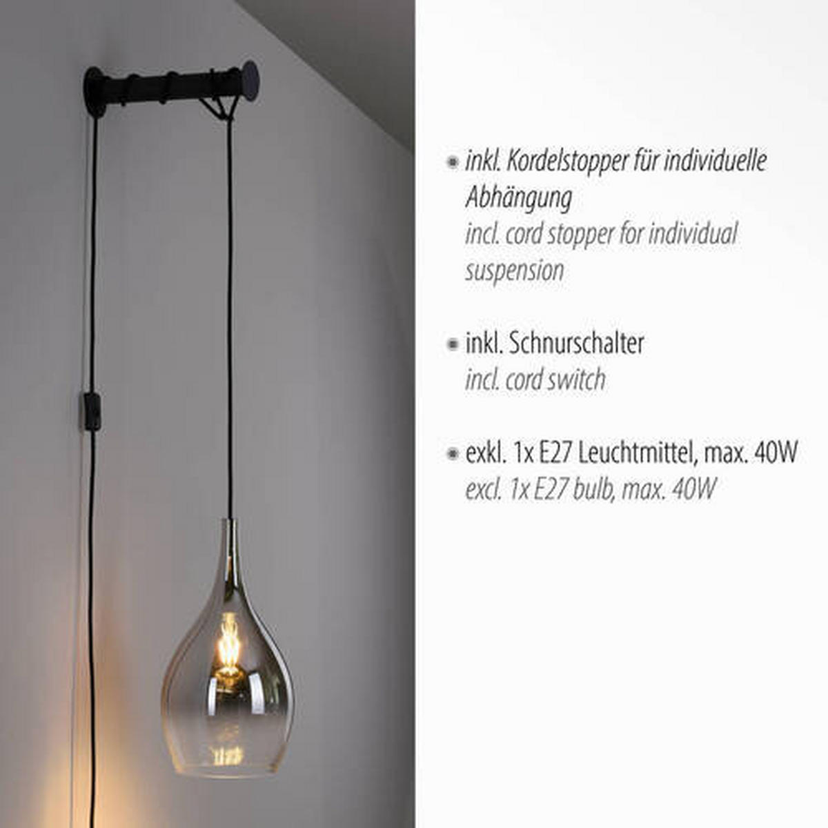 WANDLEUCHTE 33/20/100 cm   - Design, Glas/Kunststoff (33/20/100cm)