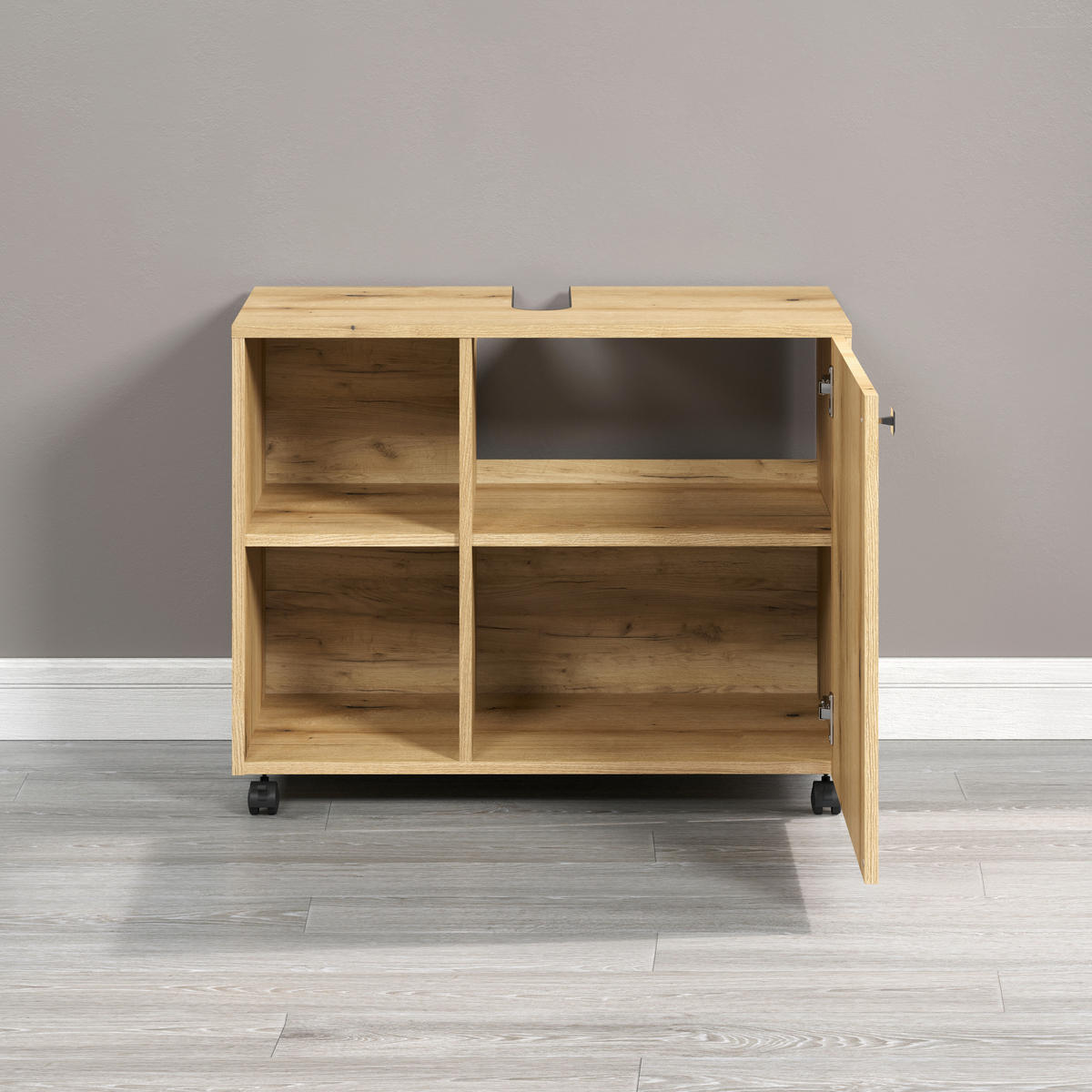 WASCHBECKENUNTERSCHRANK 80/64/42 cm  - Eichefarben/Schwarz, Trend, Holzwerkstoff/Kunststoff (80/64/42cm) - MID.YOU