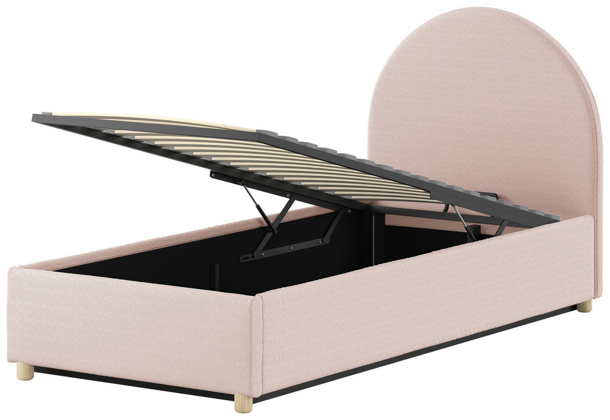 KINDER-/JUNIORBETT - Naturfarben/Rosa, ROMANTIK / LANDHAUS, Holz/Textil (90/200cm) - Vipack