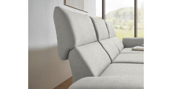 ECKSOFA  in Flachgewebe Silberfarben Armteilverstellung, Relaxfunktion, Drehsitzfunktion  255-365/175-224 cm  - Silberfarben/Schwarz, Design, Textil/Metall (255-365/175-224cm) - Dieter Knoll