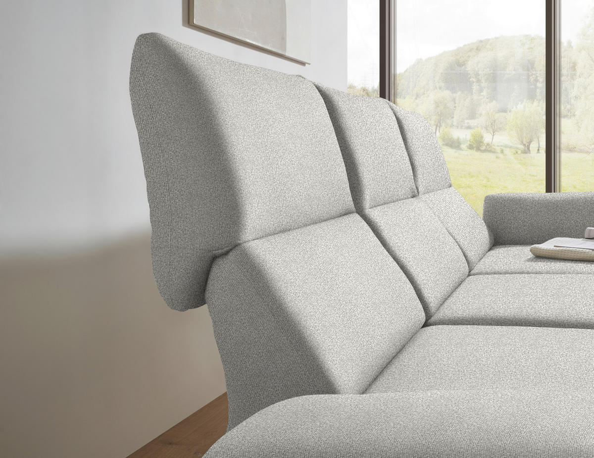 ECKSOFA  in Flachgewebe Silberfarben  255-365/175-224 cm  - Silberfarben/Schwarz, Design, Textil/Metall (255-365/175-224cm) - Dieter Knoll