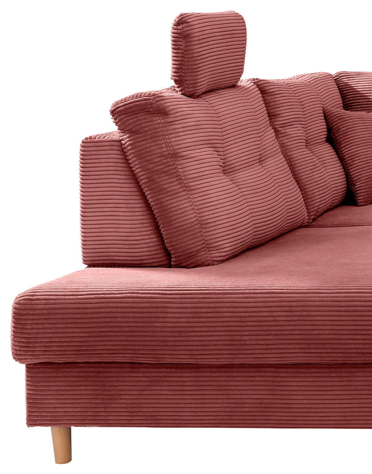 WOHNLANDSCHAFT Koralle Cord  - Koralle/Naturfarben, MODERN, Holz/Textil (206/338-352/176cm) - Livetastic