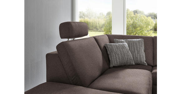 ECKSOFA in Mikrofaser Braun  - Alufarben/Braun, Design, Textil/Metall (242/275cm) - Dieter Knoll