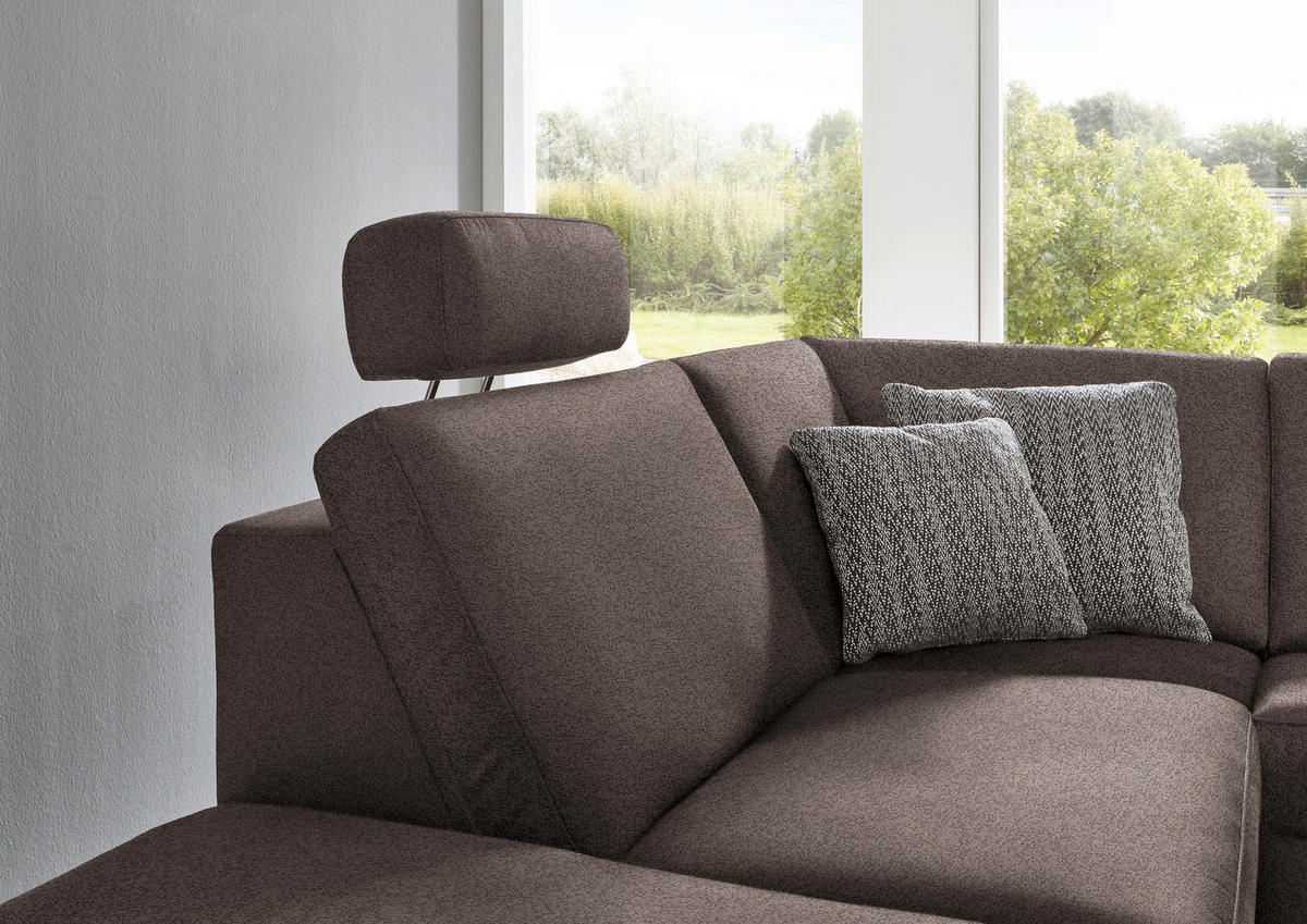 ECKSOFA in Mikrofaser Braun  - Alufarben/Braun, Design, Textil/Metall (242/275cm) - Dieter Knoll