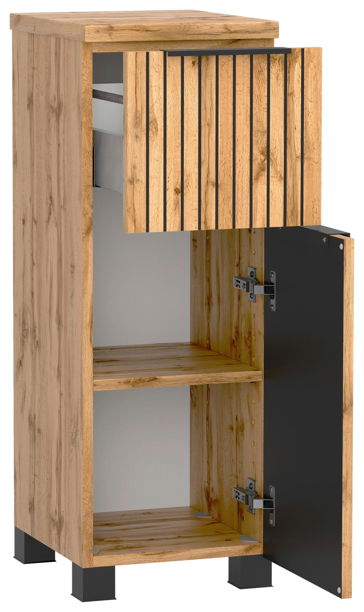 UNTERSCHRANK 30/79/35 cm   - Eiche Wotan/Schwarz, MODERN, Holzwerkstoff/Kunststoff (30/79/35cm) - Held