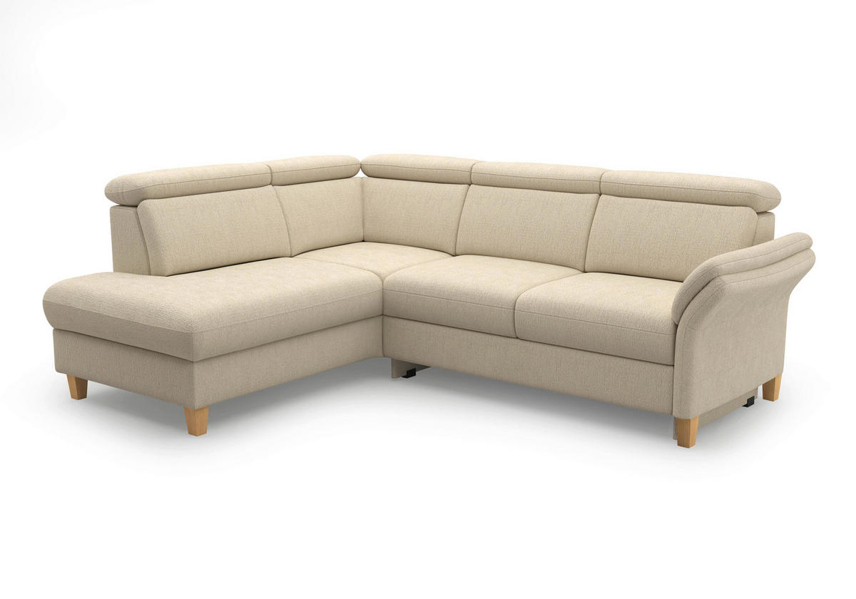 ECKSOFA Chenille Sandfarben  - Sandfarben/Eichefarben, Konventionell, Holz/Textil (193/247cm) - Sit & More