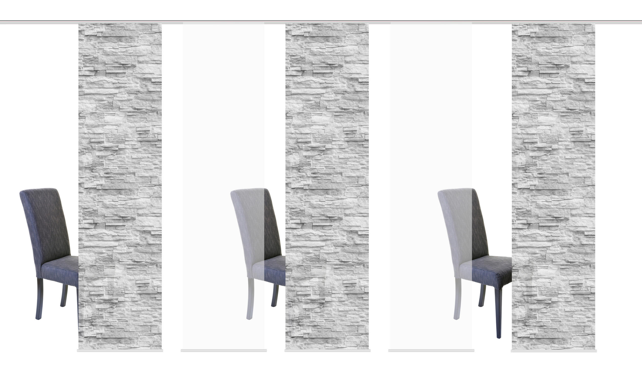 FLÄCHENVORHANG  5 Stück  halbtransparent   60/245 cm  - Anthrazit, Design, Textil (60/245cm)