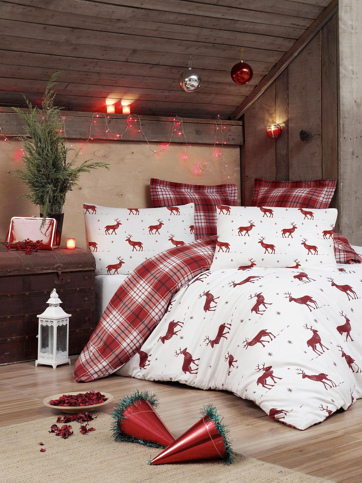 BETTWÄSCHE 2-teilig Geyik - Claret Red 155/200 cm  - Multicolor, Basics, Textil (155/200cm) - X-Mas