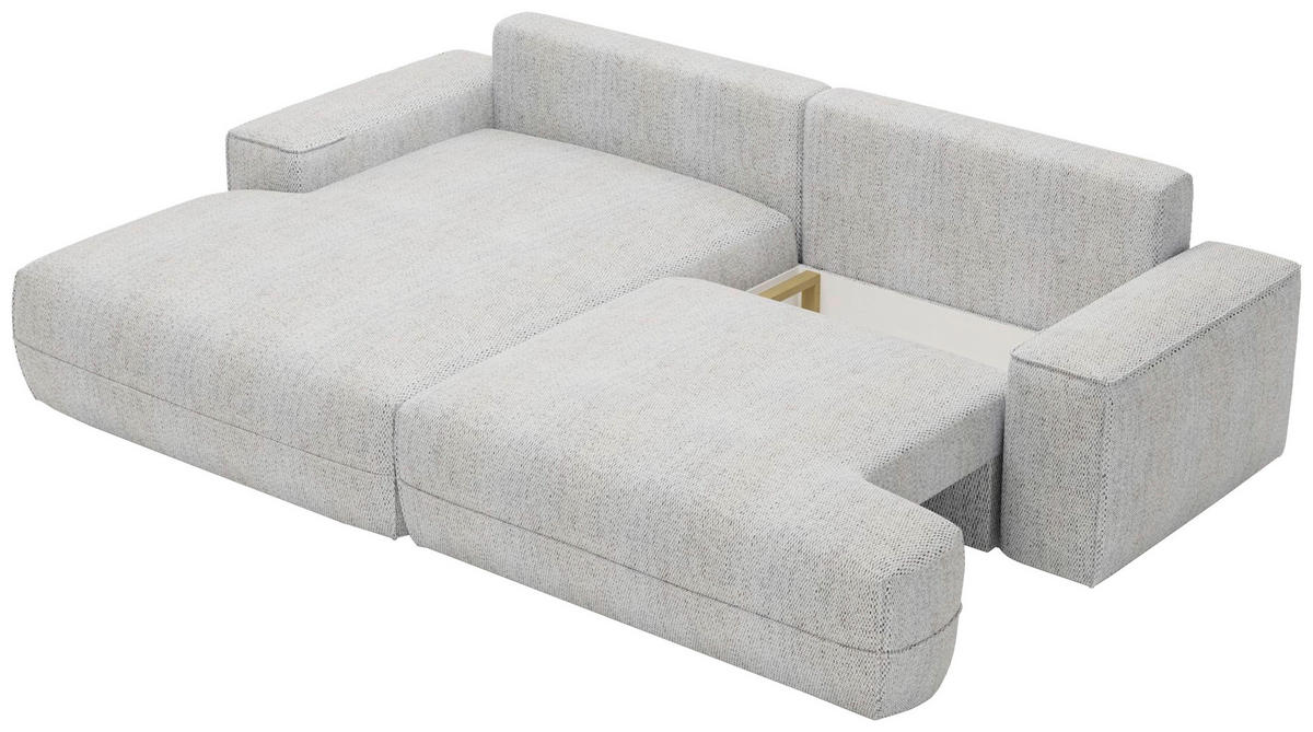 ECKSOFA Hellgrau Struktur  - Hellgrau/Schwarz, Design, Kunststoff/Textil (156/272cm) - Livetastic