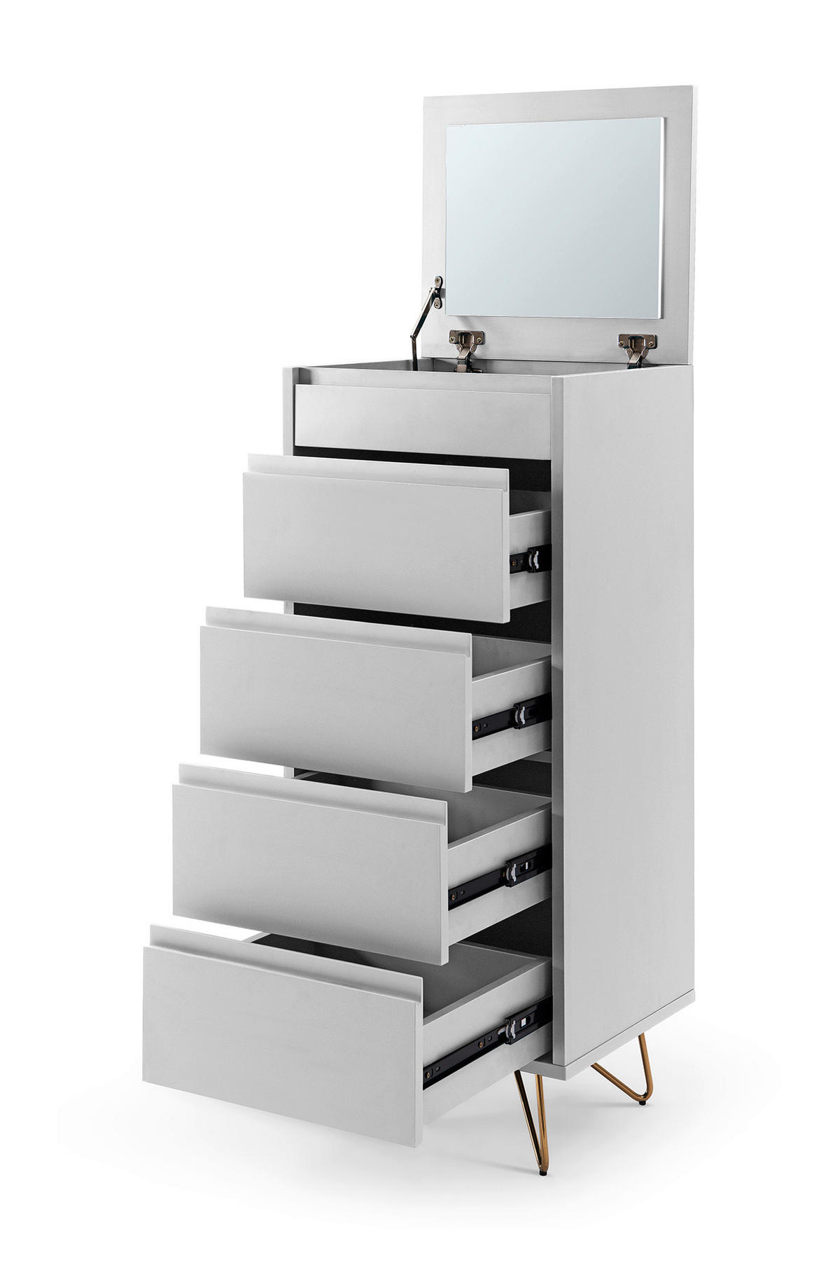 KOMMODE  in 45/110/40 cm  - Messingfarben/Weiß, Design, Glas/Holzwerkstoff (45/110/40cm) - Livetastic