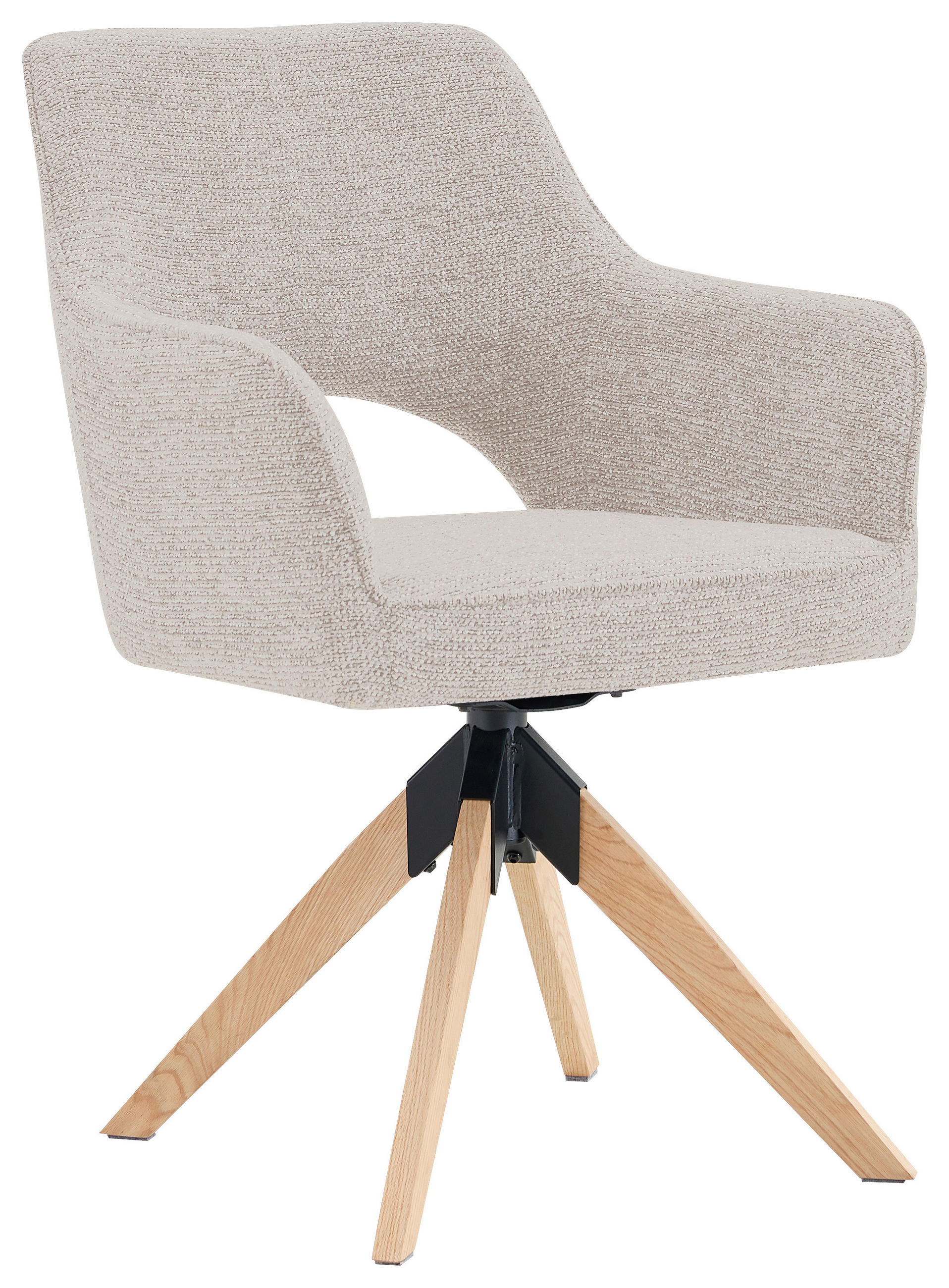 STOLICA S NASLONOM ZA RUKE  boje hrasta, bež  drvo, metal, tekstil      - boje hrasta/bež, Moderno, drvo/metal (60/89/65,5cm) - Livetastic