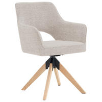 STOLICA S NASLONOM ZA RUKE  boje hrasta, bež  drvo, metal, tekstil      - boje hrasta/bež, Moderno, drvo/metal (60/89/65,5cm) - Livetastic