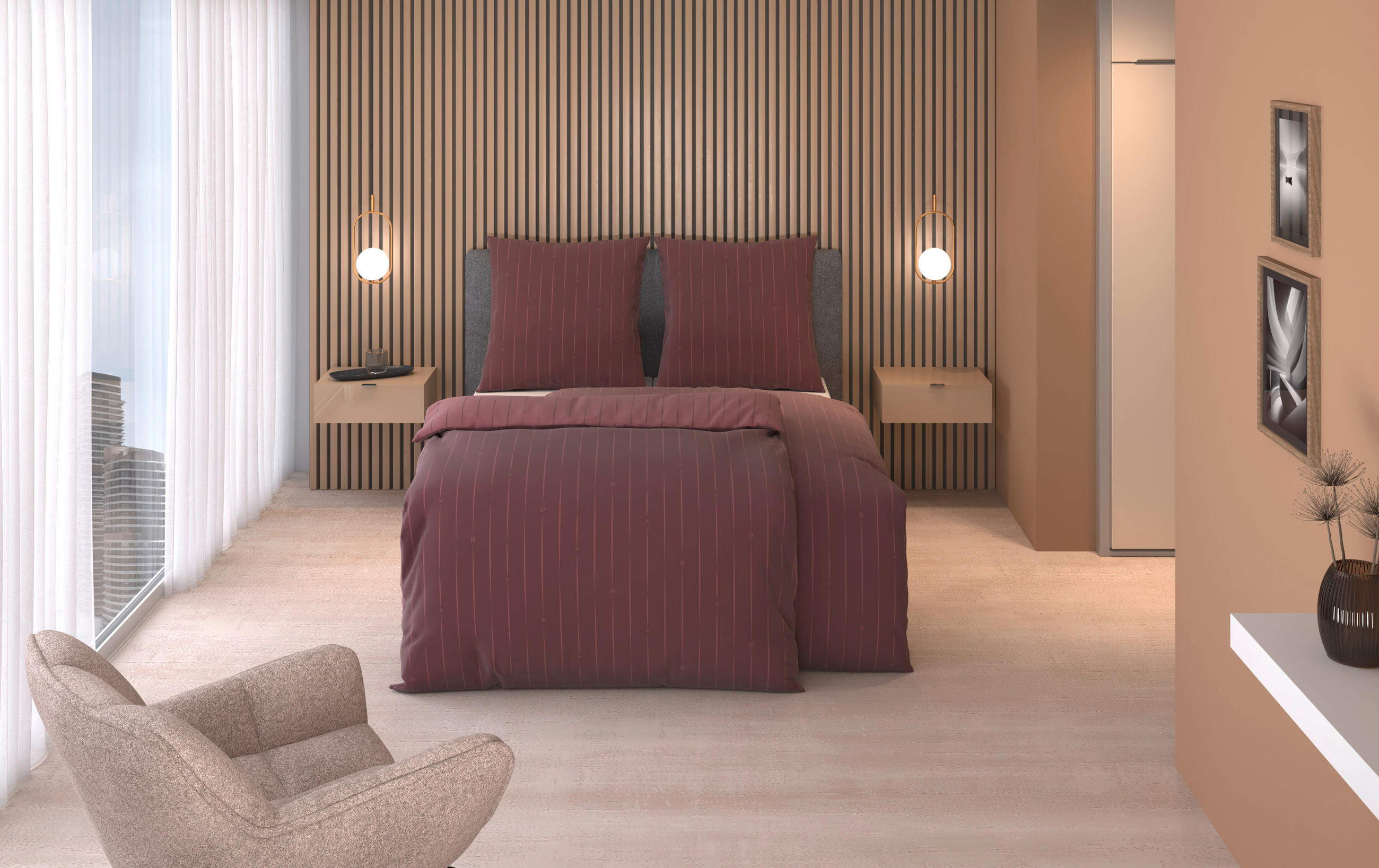 WENDEBETTWÄSCHE STRIPES DK Flanell 155/220 cm  - Kirschrot, Design, Textil (155/220cm) - Dieter Knoll