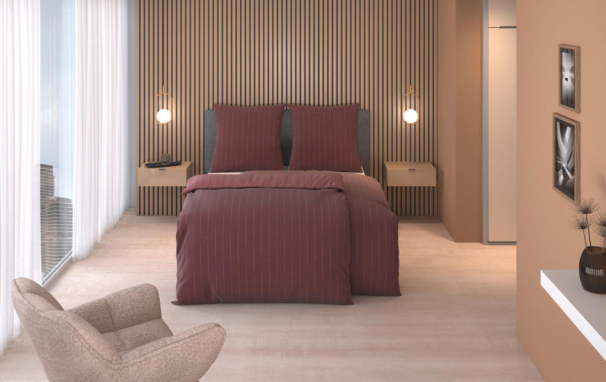 WENDEBETTWÄSCHE STRIPES DK Flanell 135/200 cm  - Kirschrot, Design, Textil (135/200cm) - Dieter Knoll