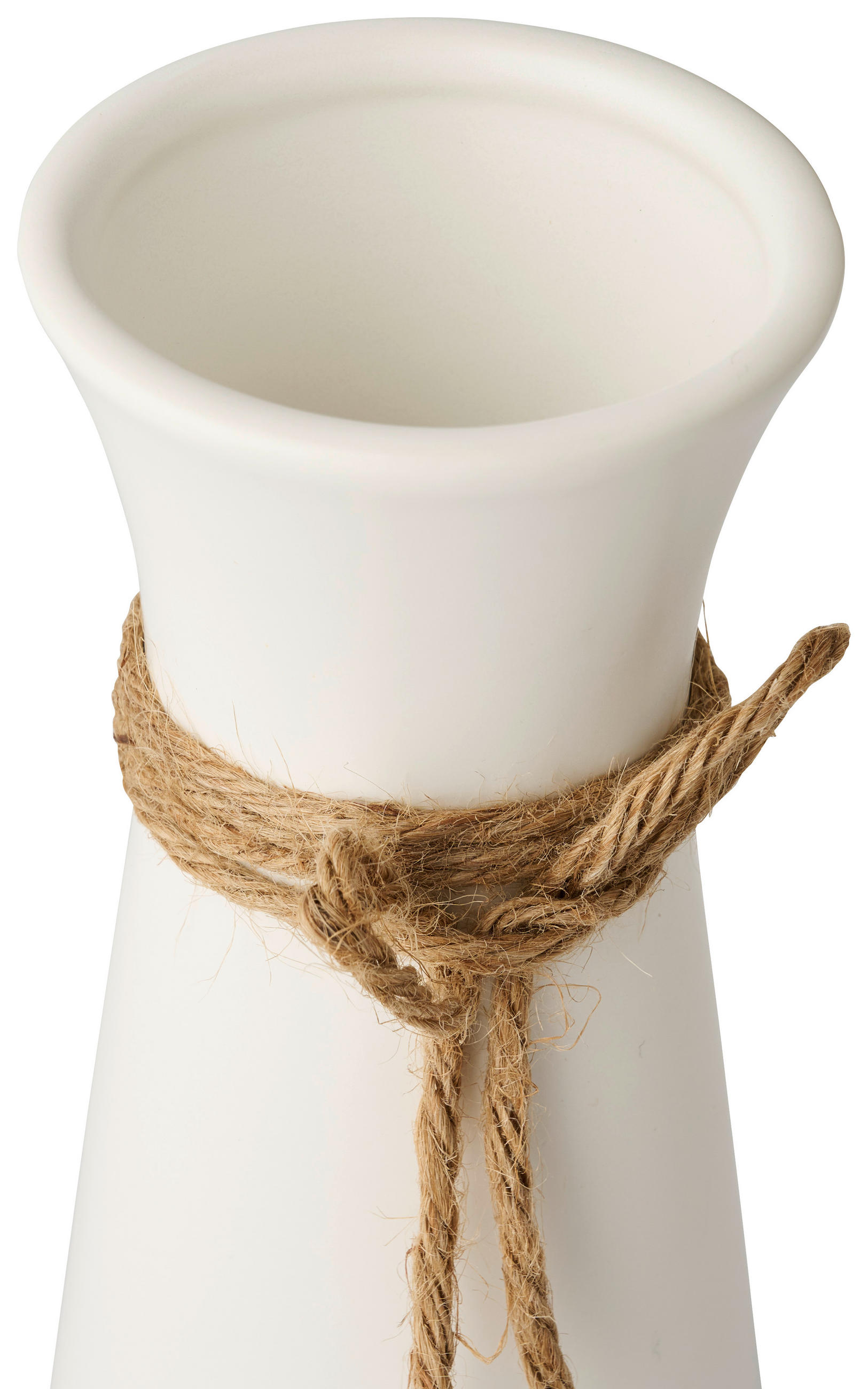 VASE 20 cm - Naturfarben/Weiß, Basics, Keramik/Textil (8,5/20cm) - Ambia Home