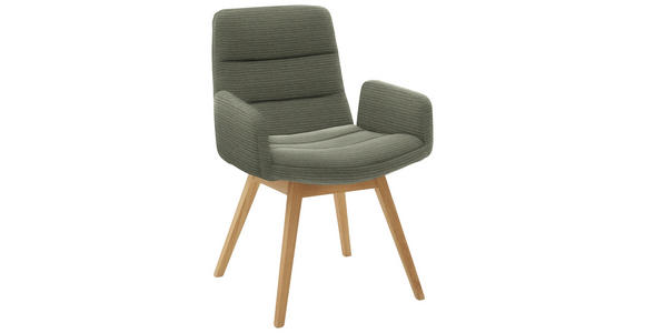 ARMLEHNSTUHL  in Cord  - Naturfarben/Graugrün, Design, Holz/Textil (61/88/66cm) - Dieter Knoll