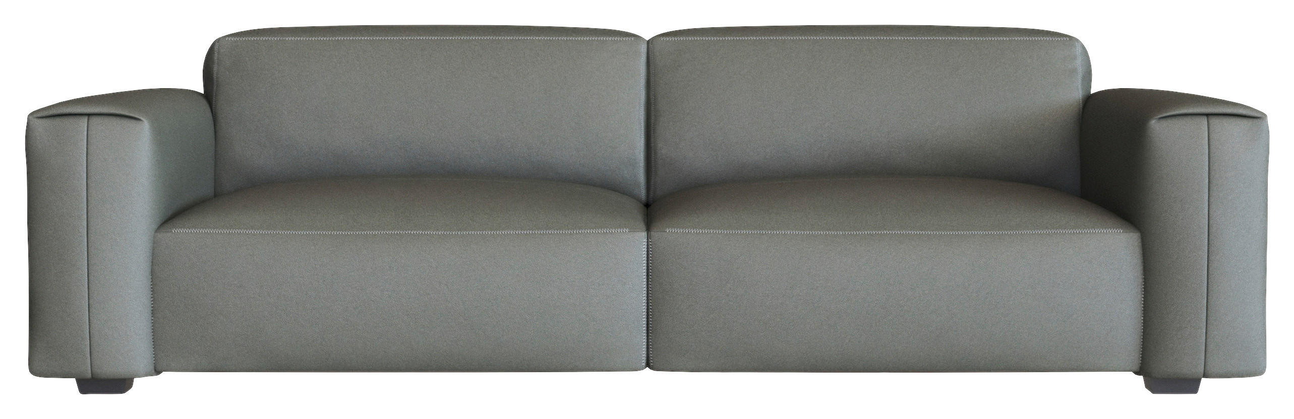 DREISITZER-SOFA Dunkelgrau Echtleder  - Dunkelgrau/Schwarz, Design, Leder/Holz (252/73/102cm) - Livetastic