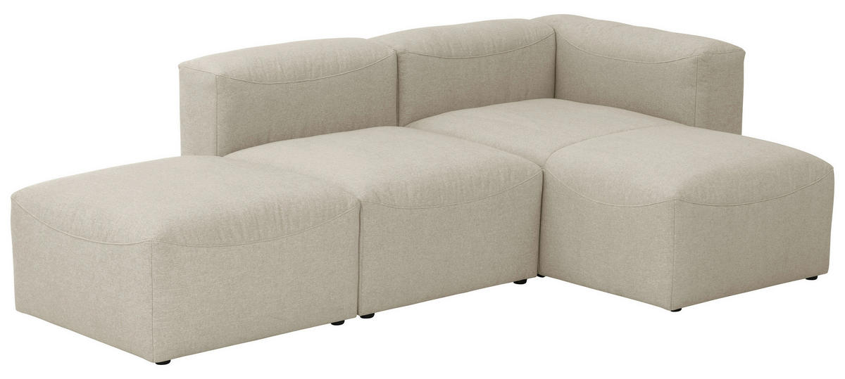 ECKSOFA in Flachgewebe Creme   - Creme, Design, Kunststoff/Textil (250/73/160cm) - Max Winzer