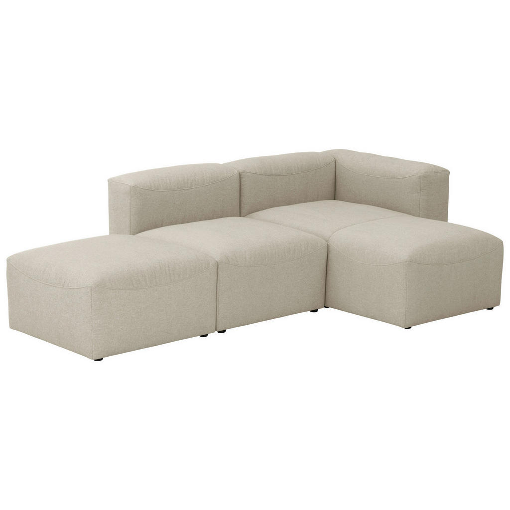 Thumbnail - Max Winzer Ecksofa Lena, Creme, Textil, Uni, 4-Sitzer, Ottomane rechts, L-Form, 250x73x160 cm, Goldenes M, Made in Germa...