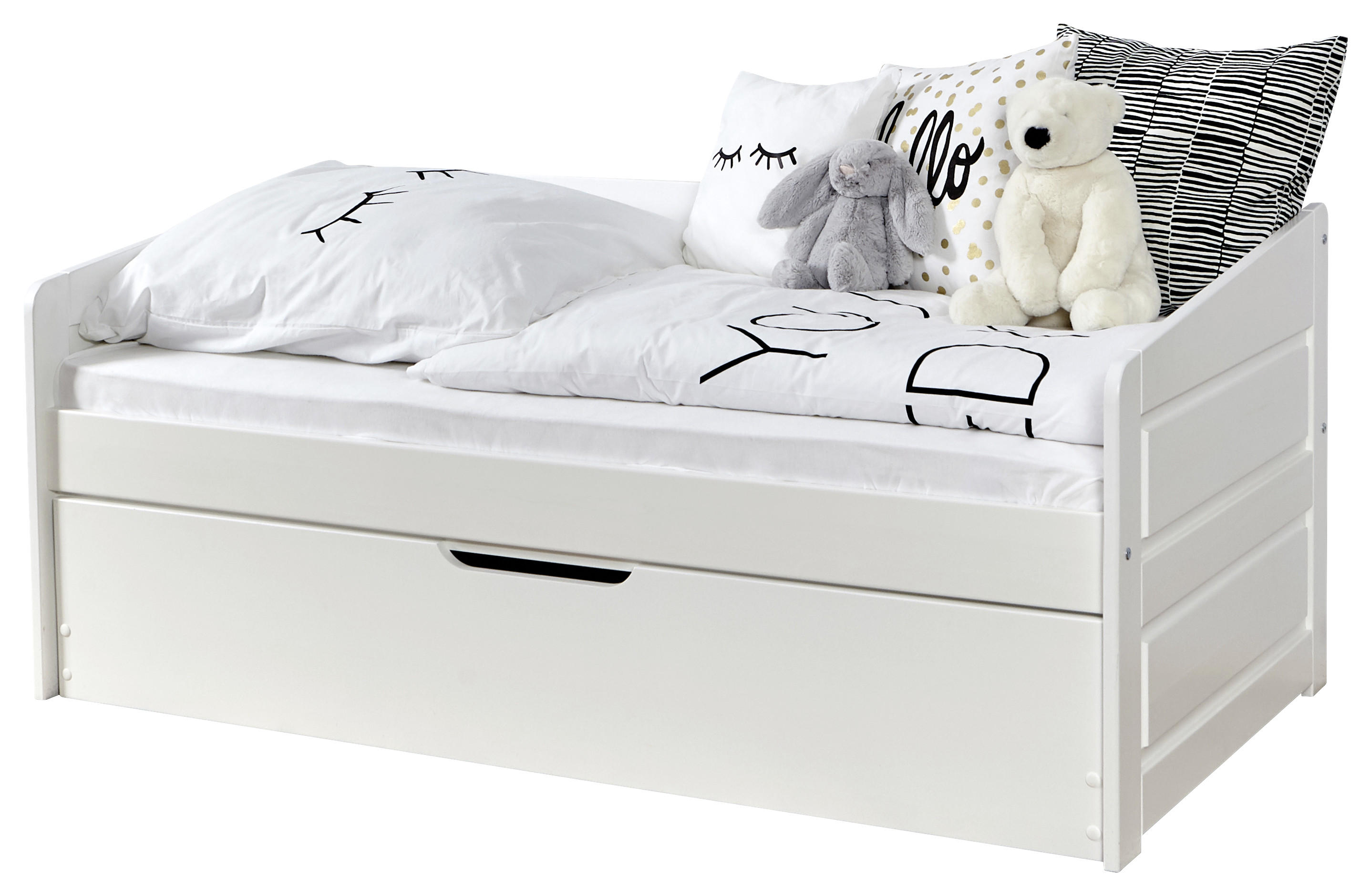 Ausziehbett 80/160 cm in Weiß