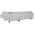 ECKSOFA Hellgrau Velours Bettkasten, Schlaffunktion, Rücken echt, Kopfteilverstellung, Liegefläche im Originalstoff  - Hellgrau/Schwarz, KONVENTIONELL, Textil/Metall (255/217cm) - Carryhome