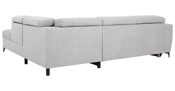 ECKSOFA Hellgrau Velours Bettkasten, Schlaffunktion, Rücken echt, Kopfteilverstellung, Liegefläche im Originalstoff  - Hellgrau/Schwarz, KONVENTIONELL, Textil/Metall (255/217cm) - Carryhome