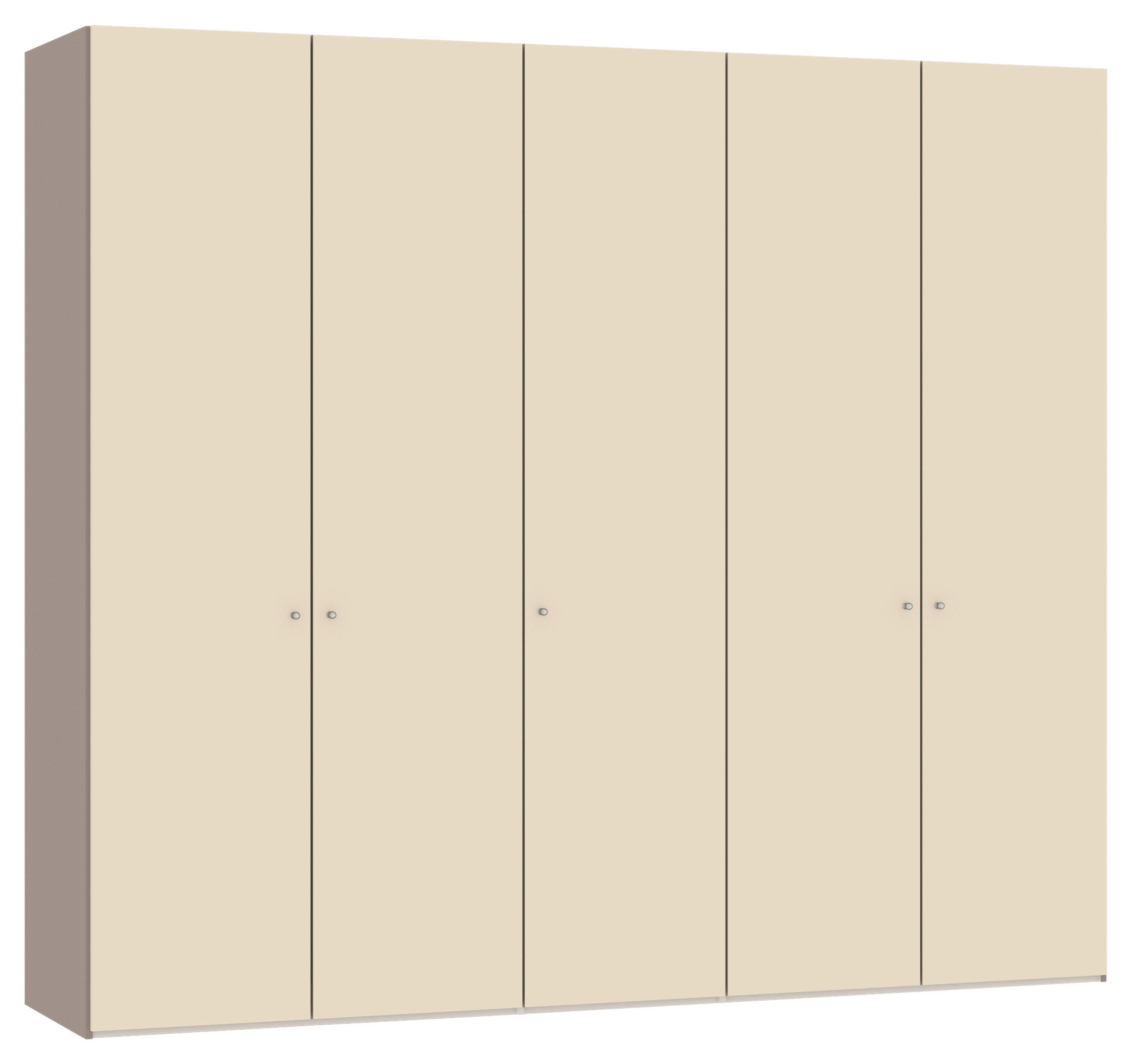 DREHTÜRENSCHRANK 253/220/59 cm,  in Creme, Hellbraun, 5-türig  - Hellbraun/Silberfarben, Design, Glas/Holzwerkstoff (253/220/59cm) - Jutzler