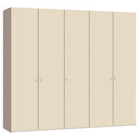 DREHTÜRENSCHRANK 253/220/59 cm,  in Creme, Hellbraun, 5-türig  - Hellbraun/Silberfarben, Design, Glas/Holzwerkstoff (253/220/59cm) - Jutzler