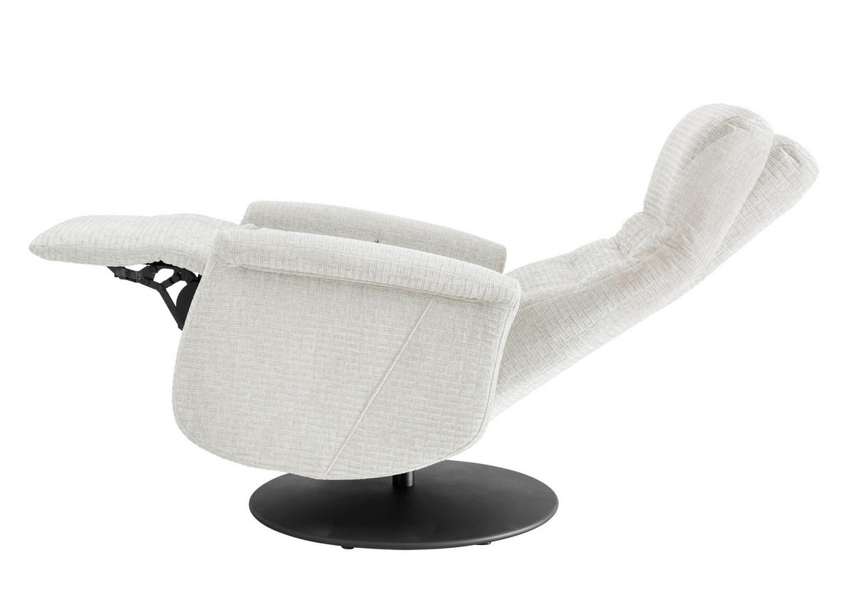 RELAXSESSEL in Textil Weiss  - Weiss/Schwarz, Modern, Textil/Metall (72/118/85-165cm) - Livetastic