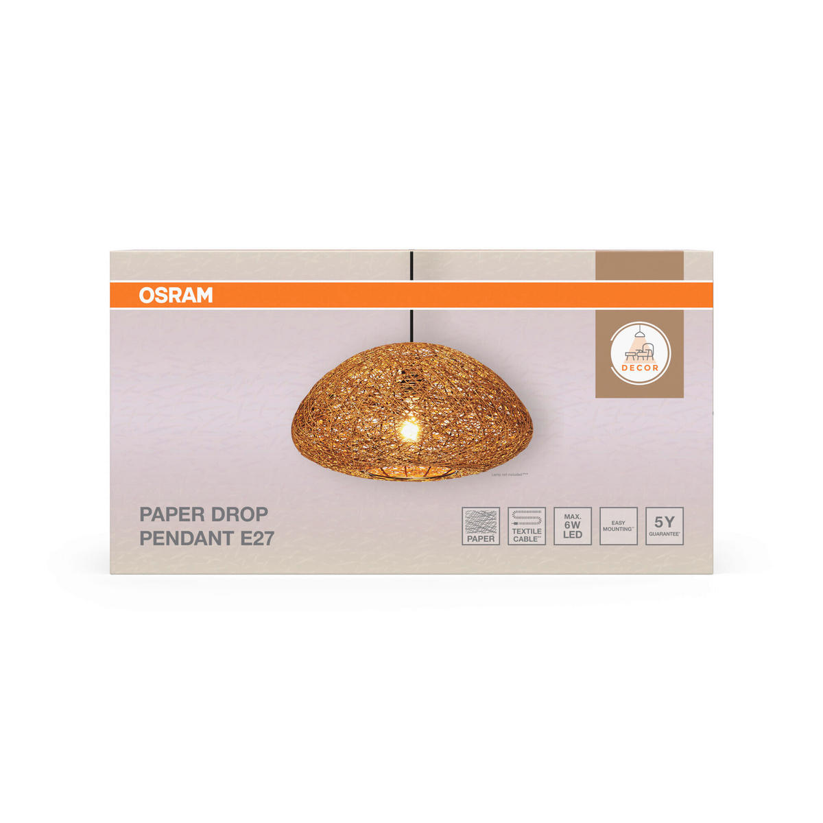 HÄNGELEUCHTE 39.5/150 cm  - Beige, Basics, Papier/Metall (39.5/150cm) - Osram