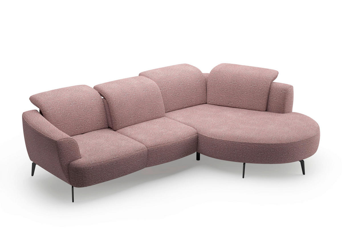 ECKSOFA ZOE E Aubergine Chenille  - Aubergine/Schwarz, KONVENTIONELL, Textil/Metall (309/199cm) - Sit & More