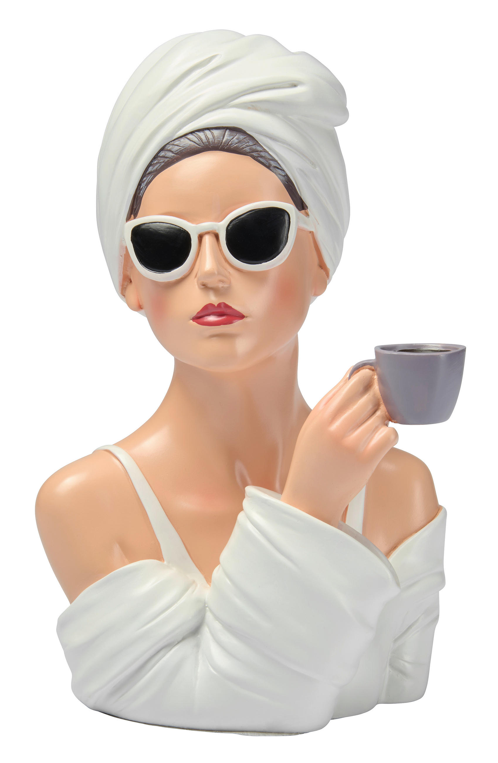 SKULPTUR - Beige/Weiß, Trend, Kunststoff (19/28/16,5cm) - Ambia Home