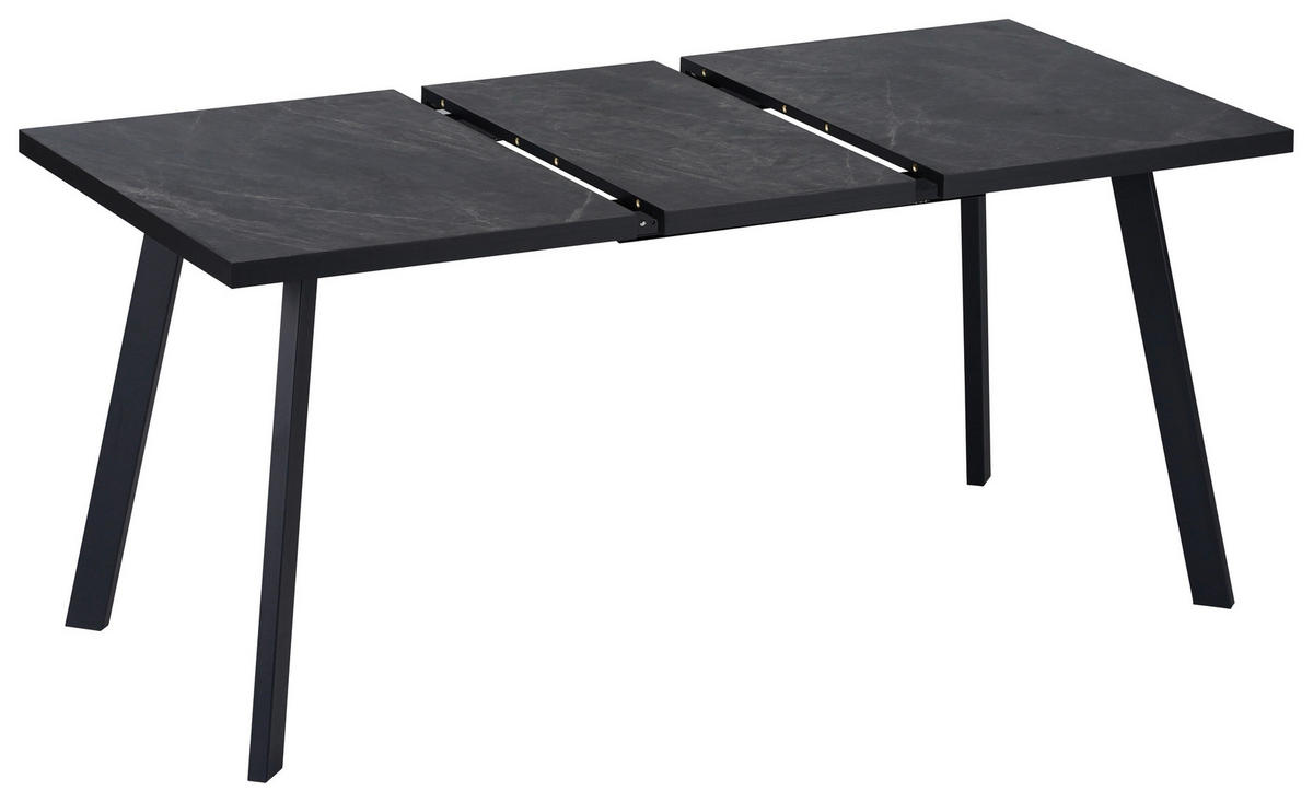 ESSTISCH Grau, Schwarz rechteckig  ausziehbar  - Schwarz/Grau, Design, Holzwerkstoff/Metall (120-160/80/76cm) - Ti'me