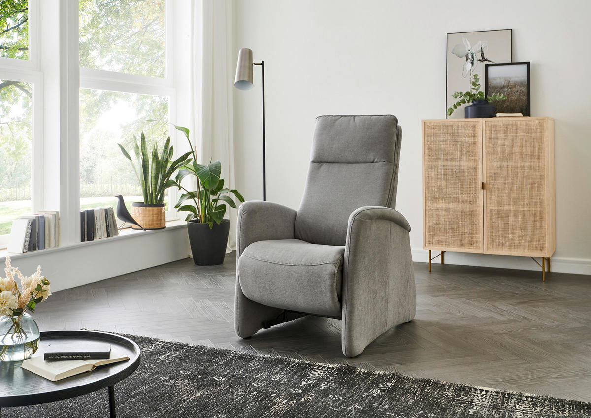 FERNSEHSESSEL in Chenille Grau  - Grau, Konventionell, Textil (79/114/87cm) - Valdera