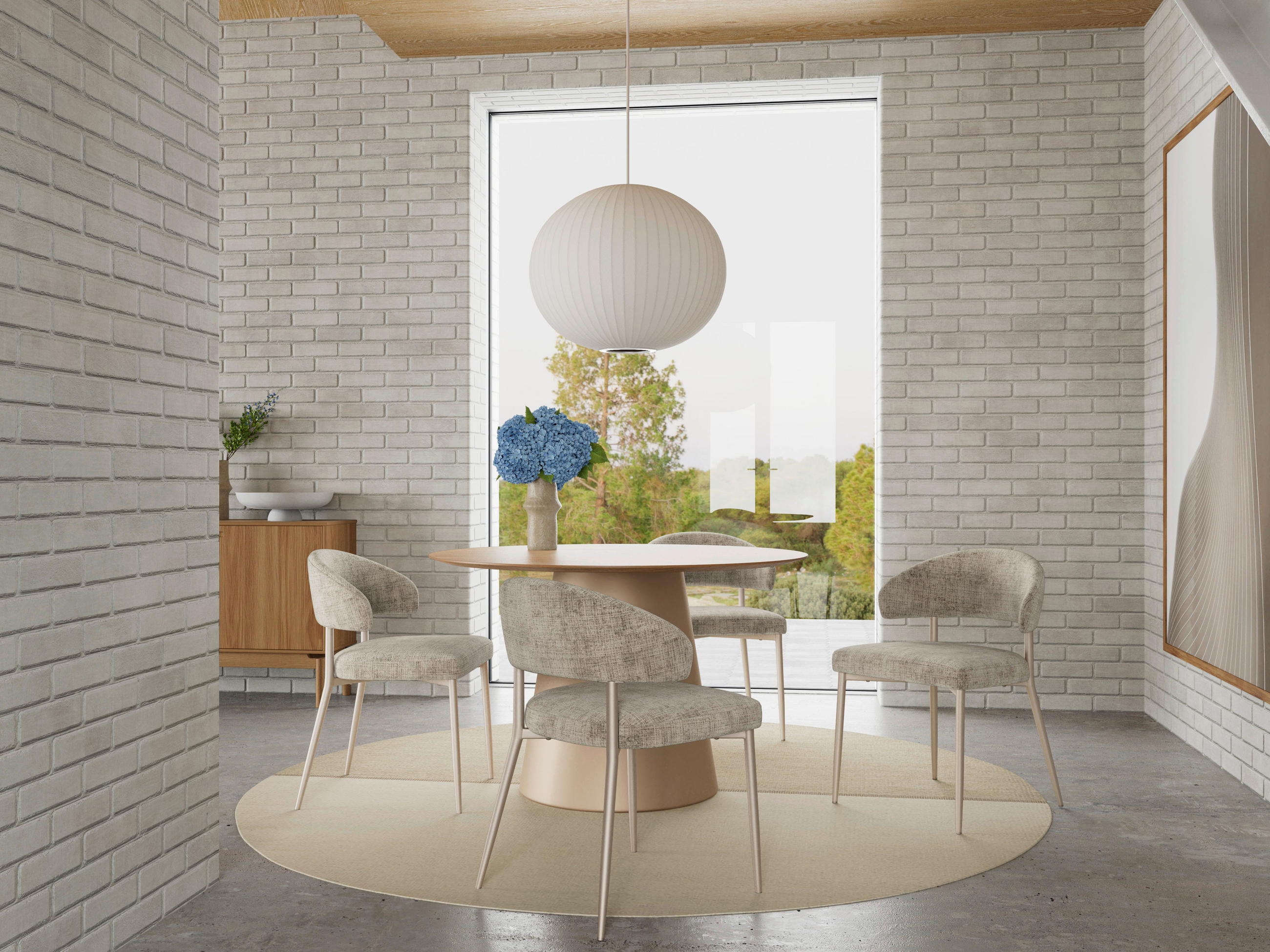 STUHL Webstoff Beige  - Beige/Grau, Trend, Textil/Metall (56/77/55cm) - MID.YOU