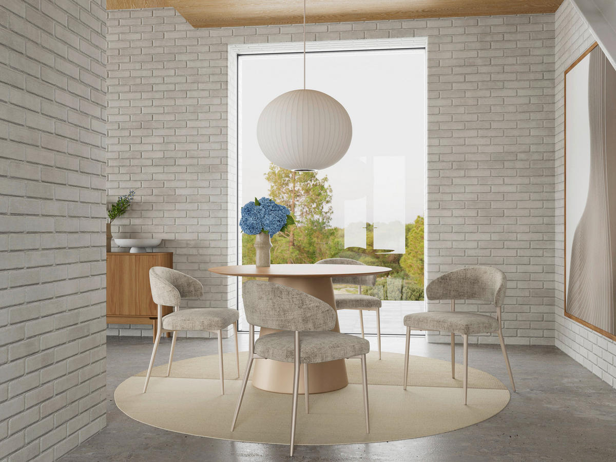 STUHL Webstoff Beige  - Beige/Grau, Trend, Textil/Metall (56/77/55cm) - MID.YOU